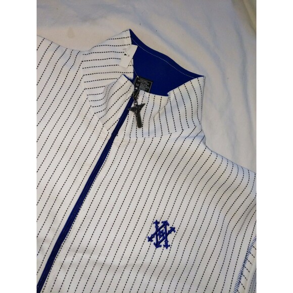 HTF New AVIREX Varsity Baseball Knit Sweater Full Zip Jacket Mens L White Stripe - Picture 1 of 8